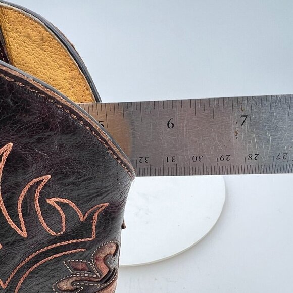 Cavenders Women Size 6.5C Dark Brown Spike Leather Pull On Western Cowboy Boot - Picture 16 of 16